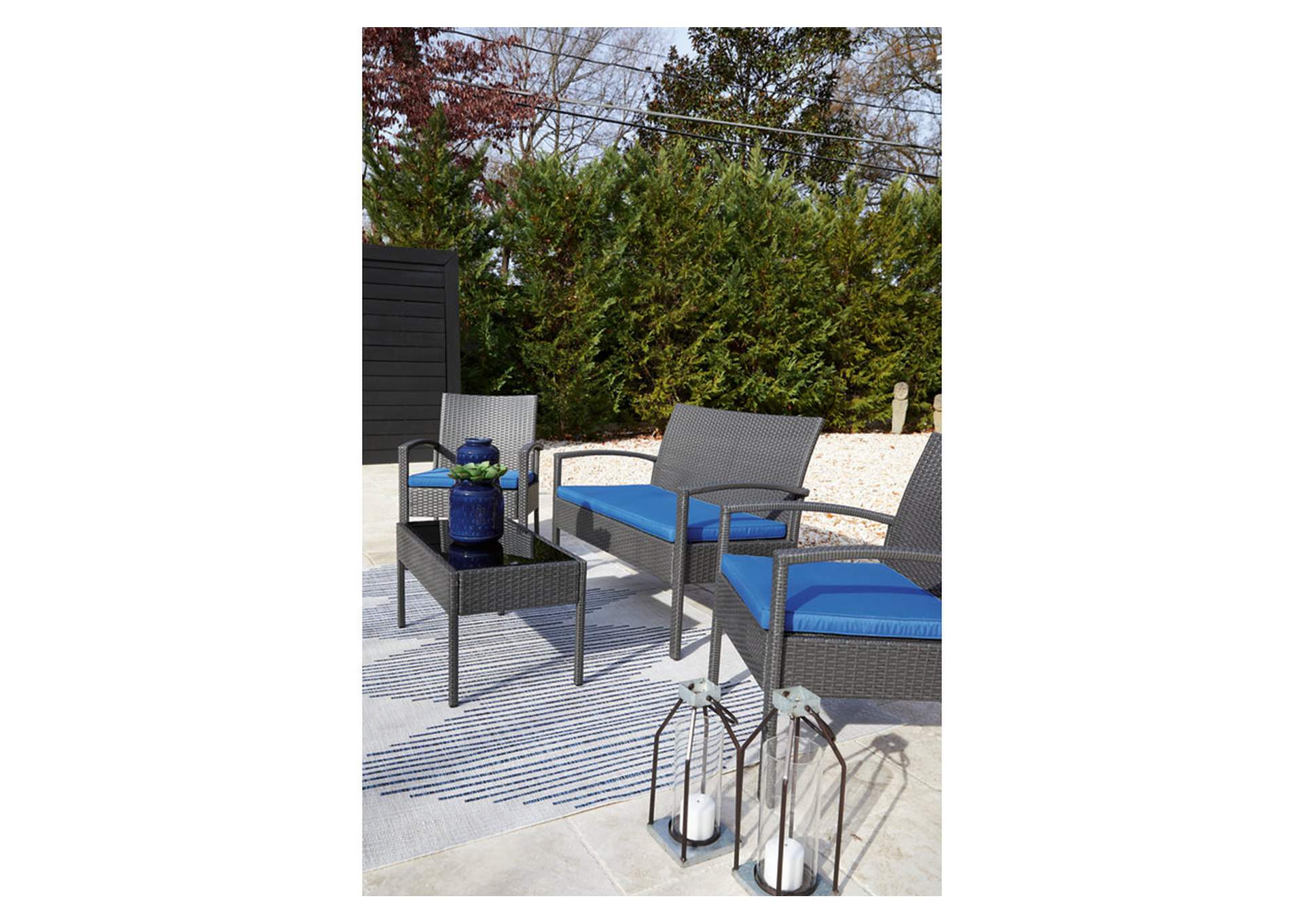 Alina Outdoor Love/Chairs/Table Set (Set of 4),Outdoor By Ashley