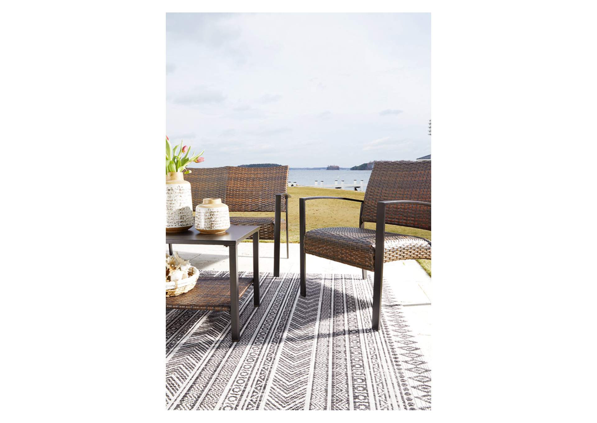 Zariyah Outdoor Love/Chairs/Table Set (Set of 4),Outdoor By Ashley