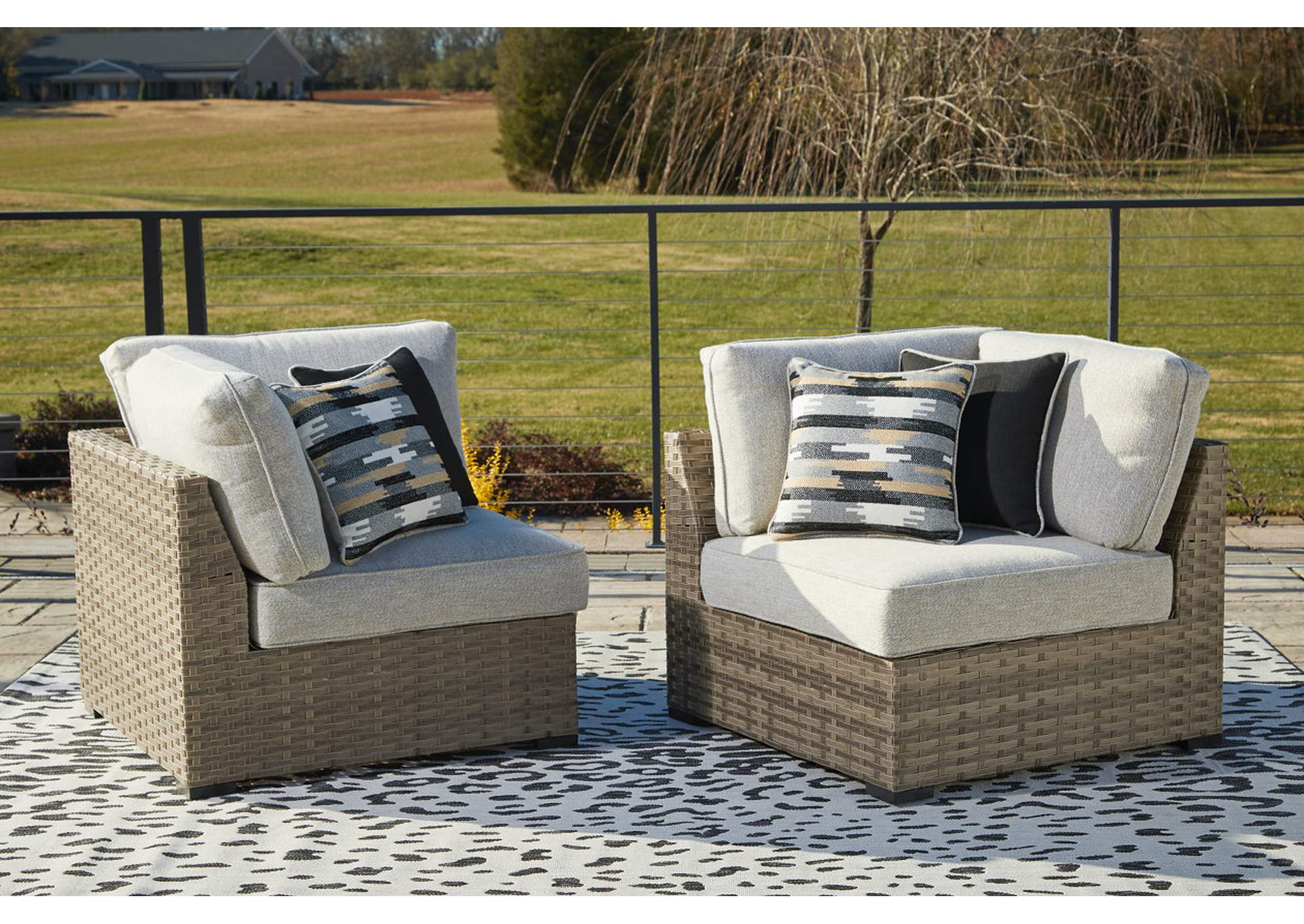 Calworth Outdoor Corner with Cushion (Set of 2),Outdoor By Ashley