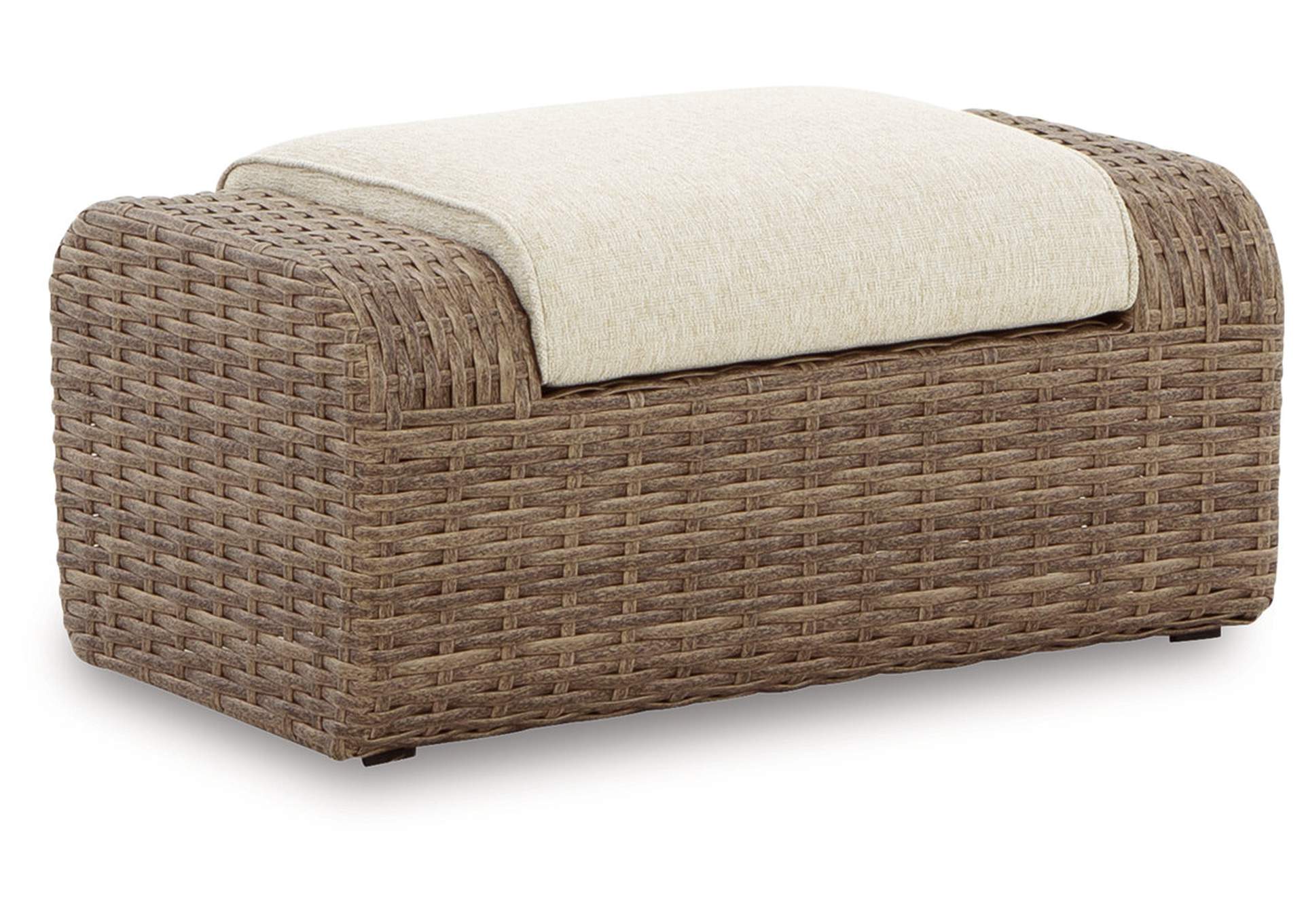 Sandy Bloom Outdoor Ottoman with Cushion