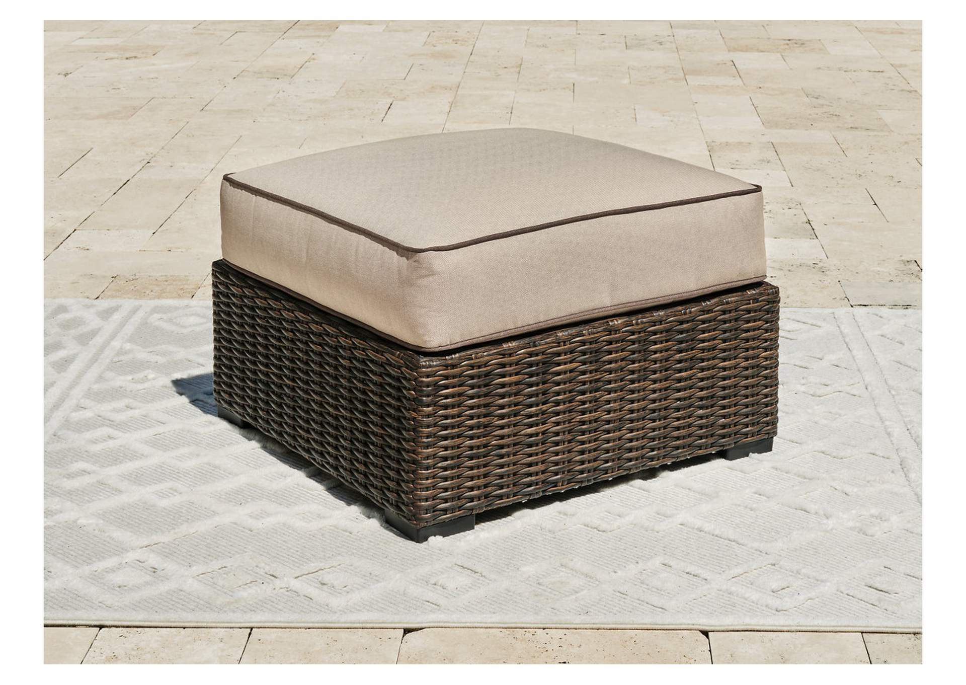 Coastline Bay Outdoor Ottoman with Cushion,Outdoor By Ashley