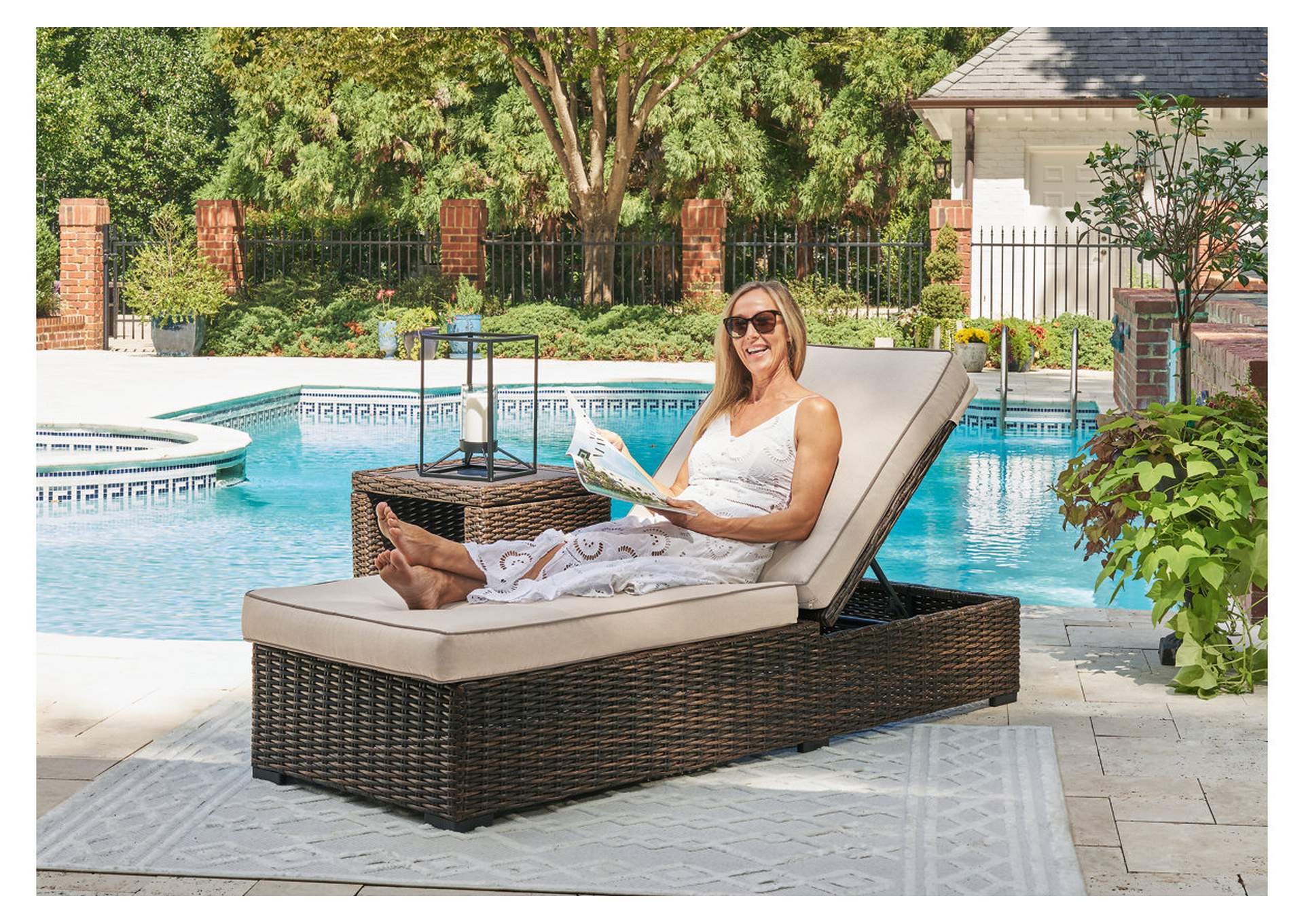 Coastline Bay Outdoor Chaise Lounge with Cushion,Outdoor By Ashley