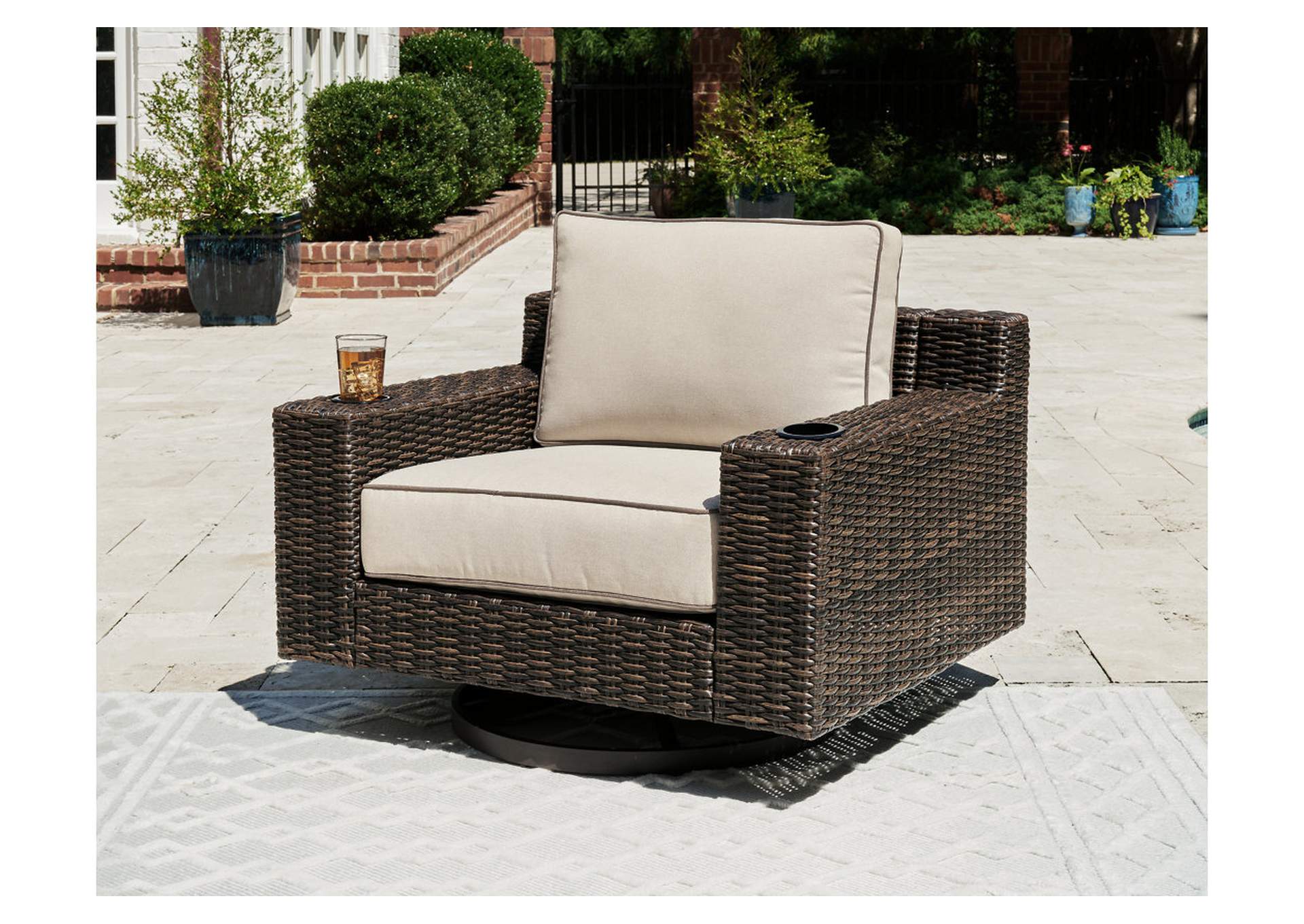 Coastline Bay Outdoor Swivel Lounge with Cushion,Outdoor By Ashley