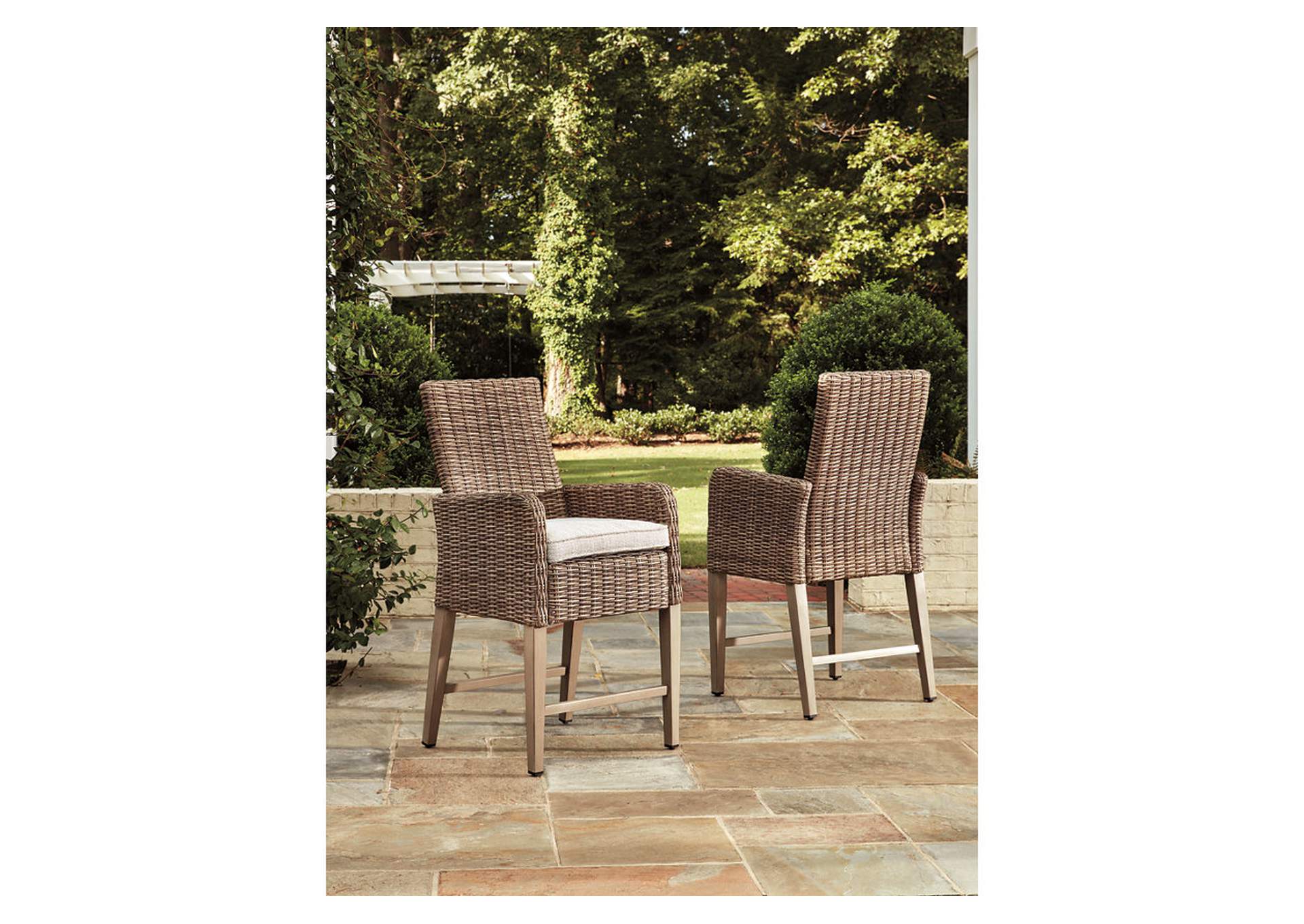 Beachcroft Bar Stool with Cushion (Set of 2),Outdoor By Ashley
