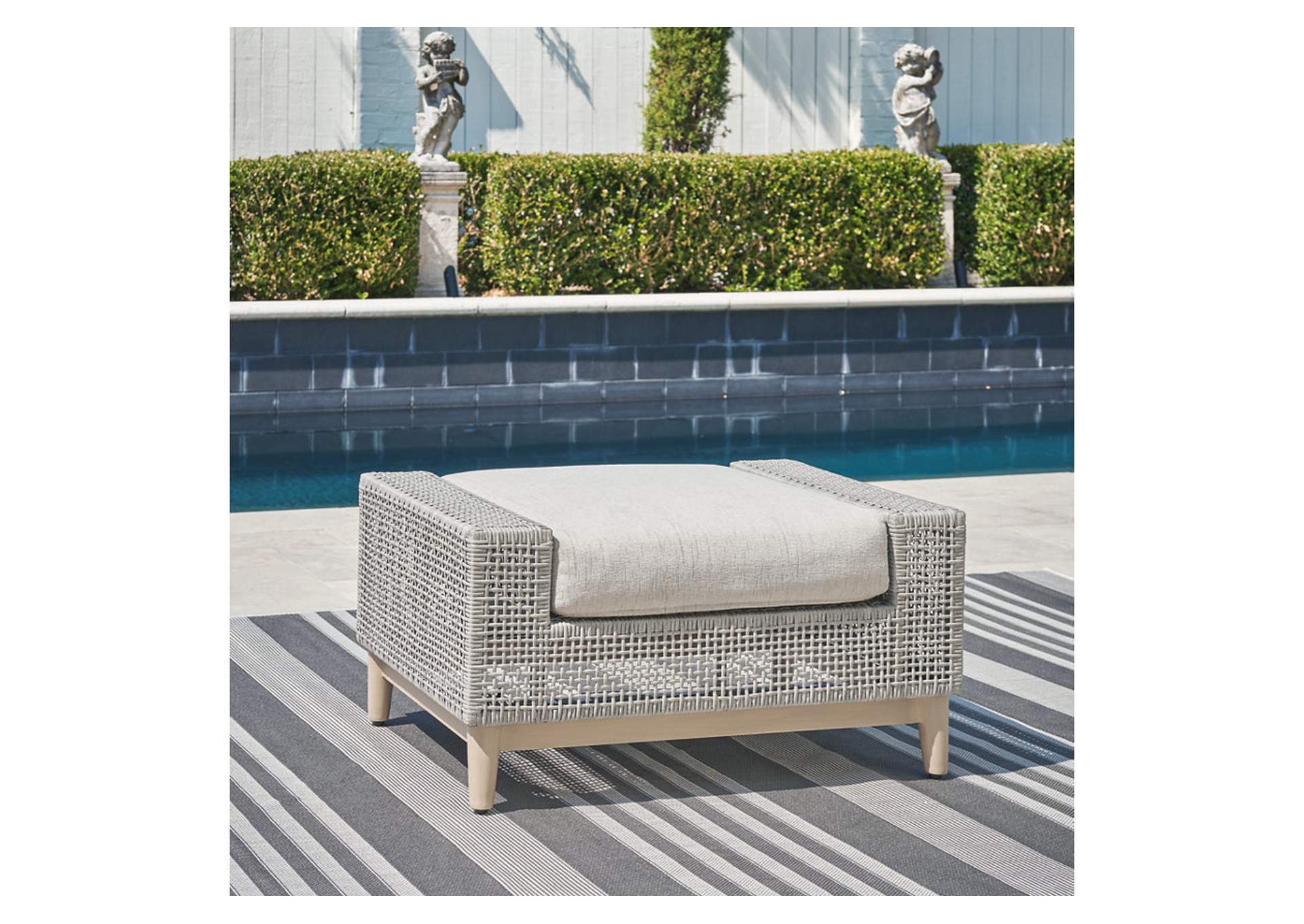 Seton Creek Outdoor Ottoman with Cushion,Outdoor By Ashley