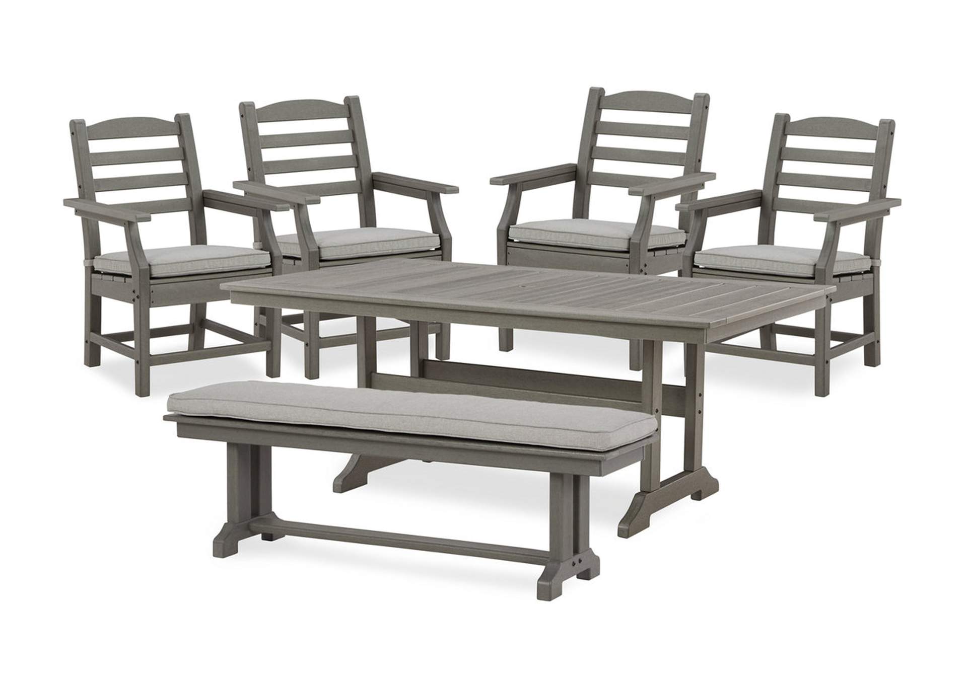 Visola Outdoor Dining Table and 4 Chairs and Bench,Outdoor By Ashley