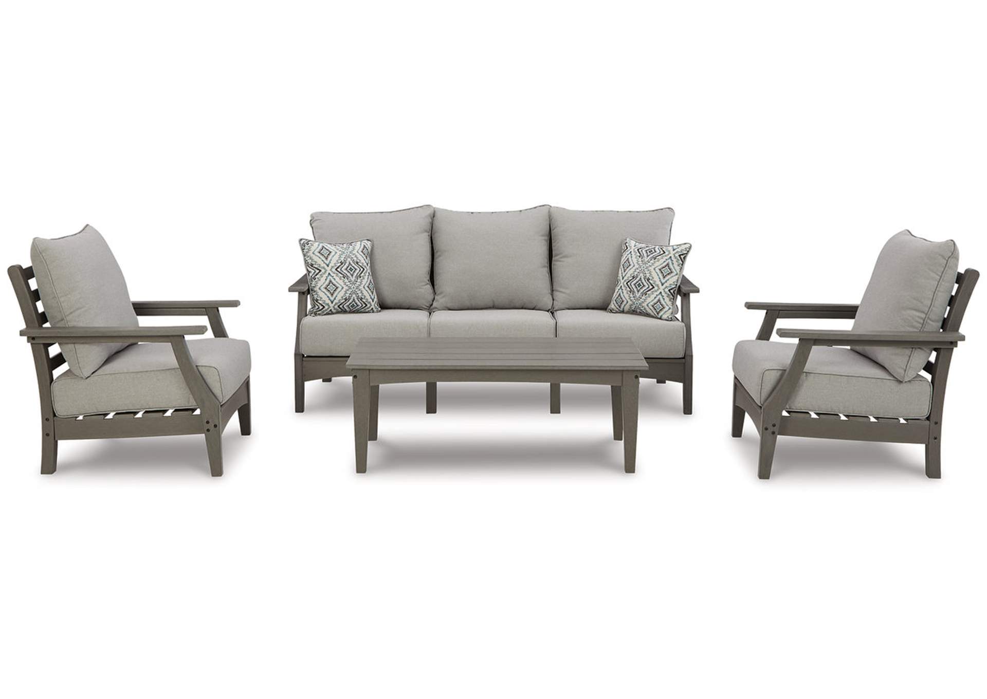 Visola Outdoor Sofa and 2 Chairs with Coffee Table,Outdoor By Ashley