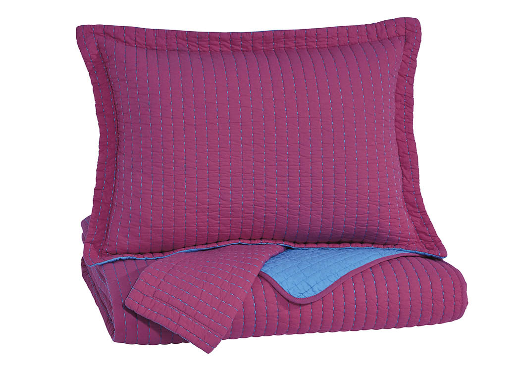 Dansby Magenta/Aqua Full Coverlet Set,ABF Signature Design by Ashley