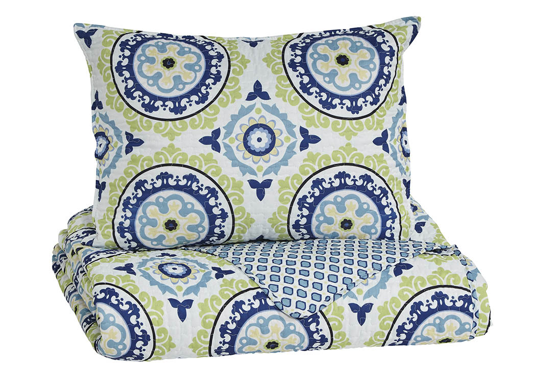 Danesha Blue/Green Twin Coverlet Set,ABF Signature Design by Ashley