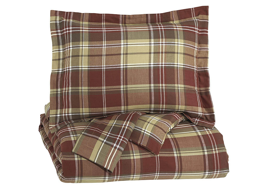 Danail Red/Gold/Green King Duvet Cover Set,ABF Signature Design by Ashley