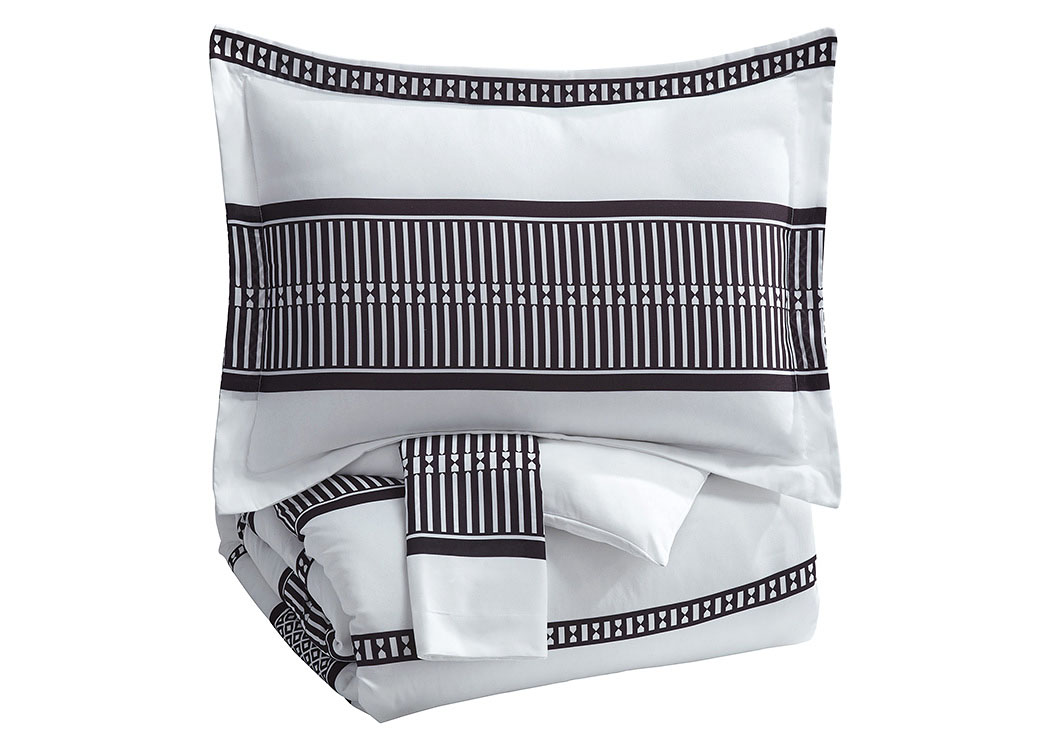 Masako Black/White King Comforter Set,ABF Signature Design by Ashley