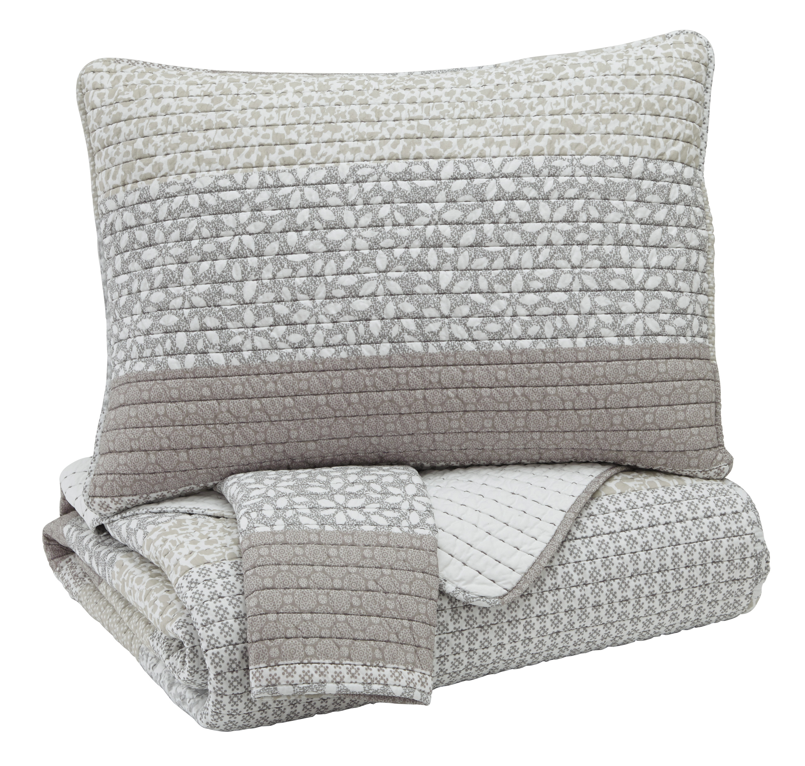 Florencia Gray/White Queen Quilt Set,ABF Signature Design by Ashley