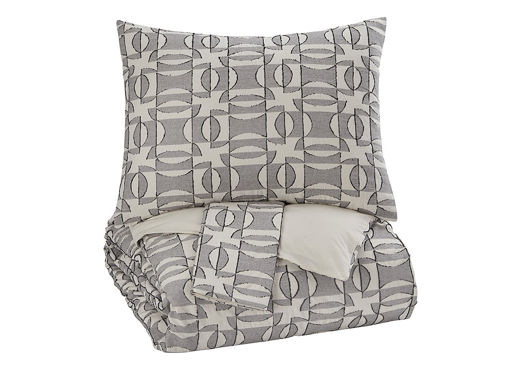 Nilay Black/Ivory King Duvet Cover Set,ABF Signature Design by Ashley