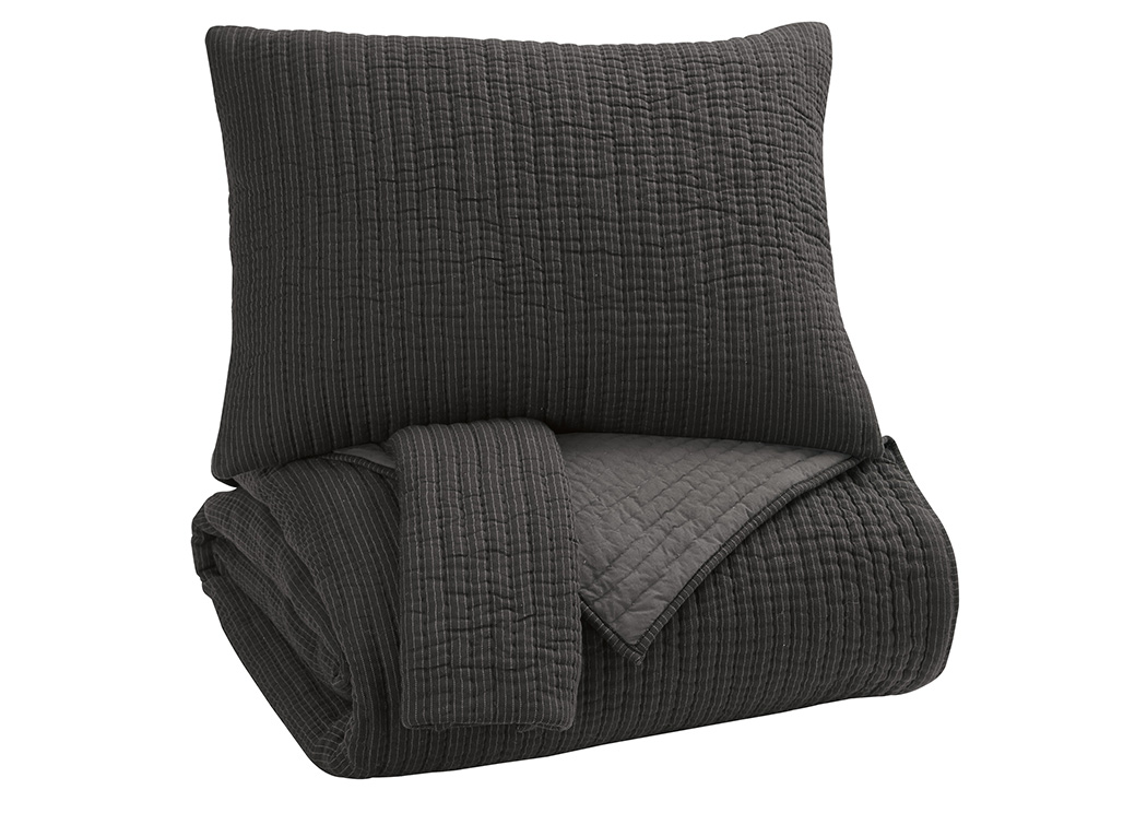Bronx Black/Gray Queen Coverlet Set,ABF Signature Design by Ashley