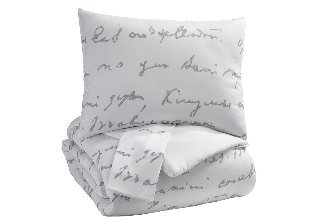 Adrianna White/Gray Queen Comforter Set,ABF Signature Design by Ashley