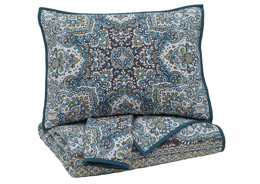 Myrtal Blue/Teal King Quilt Set,ABF Signature Design by Ashley