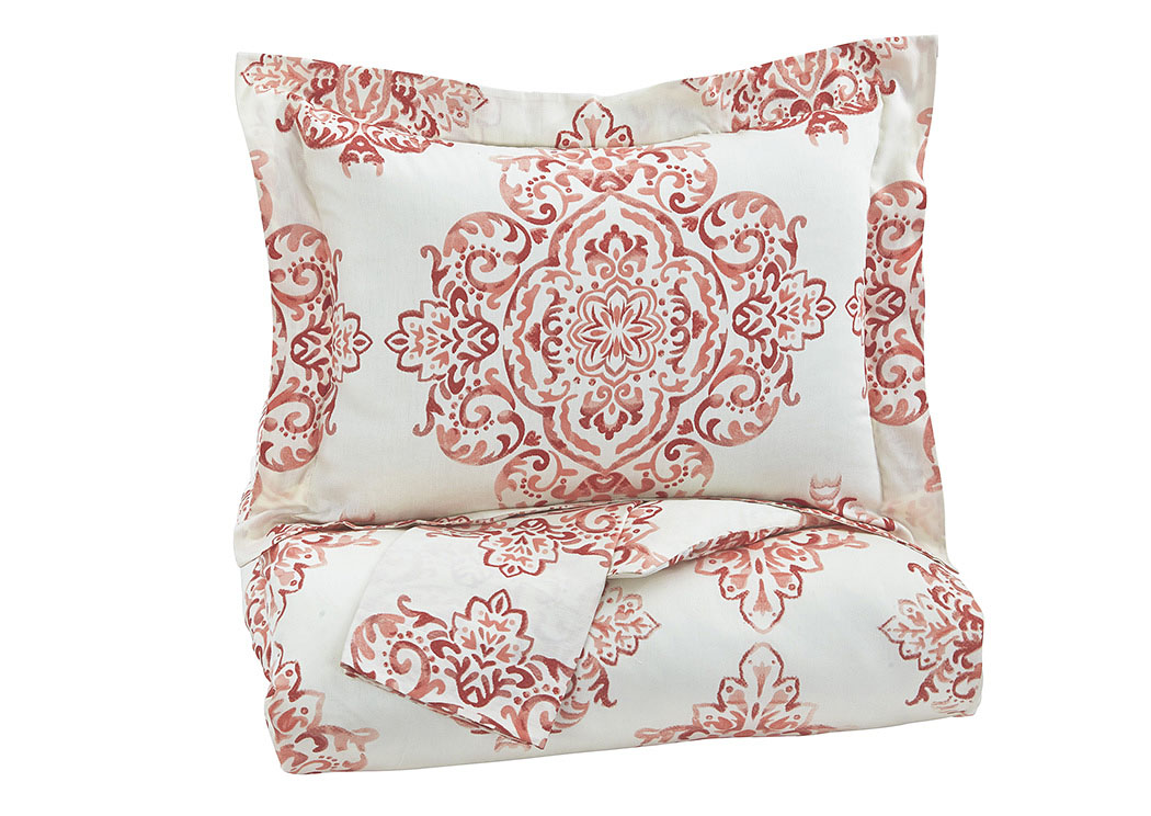 Fairholm Coral Queen Duvet Cover Set,ABF Signature Design by Ashley