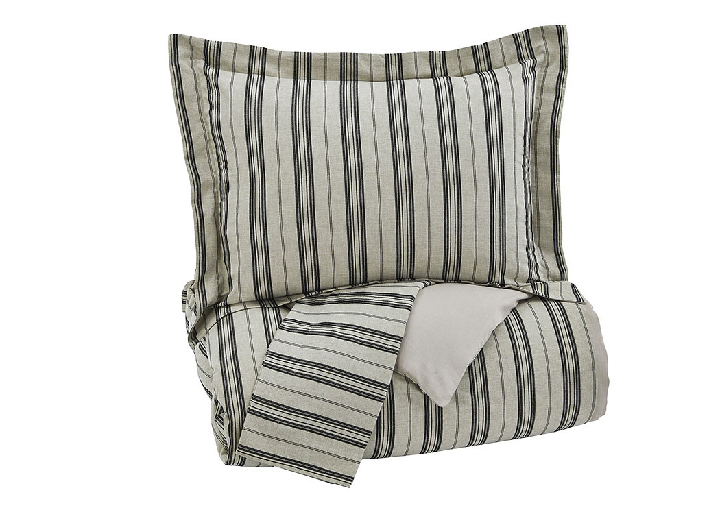 Navarre Black/Natural Queen Duvet Cover Set,ABF Signature Design by Ashley