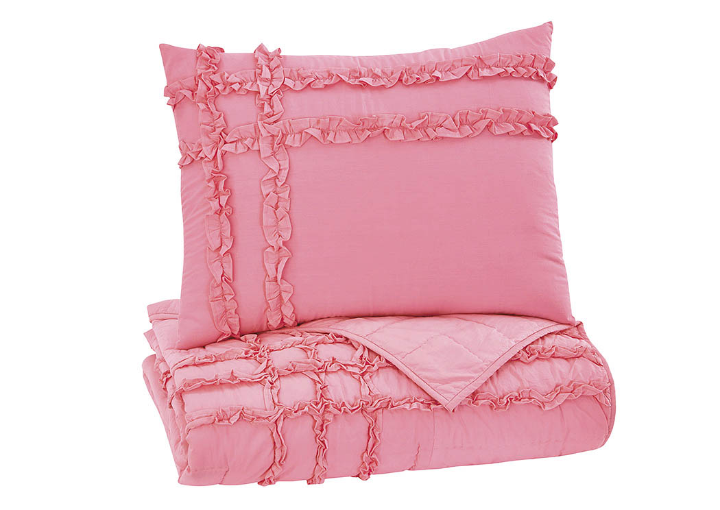 Megara Pink Twin Quilt Set,ABF Signature Design by Ashley