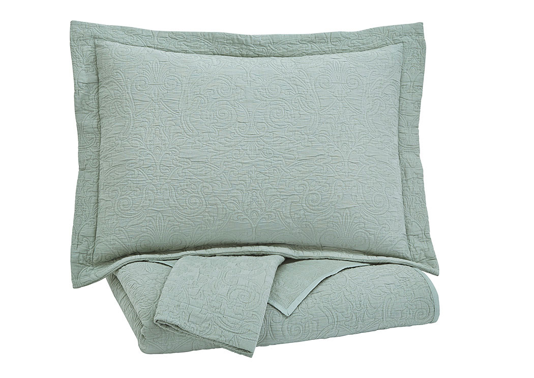 Bazek Sage Green King Coverlet Set,ABF Signature Design by Ashley