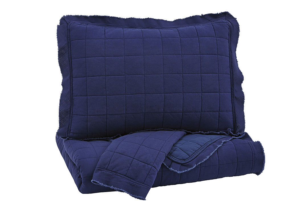 Amare Navy King Coverlet Set,ABF Signature Design by Ashley