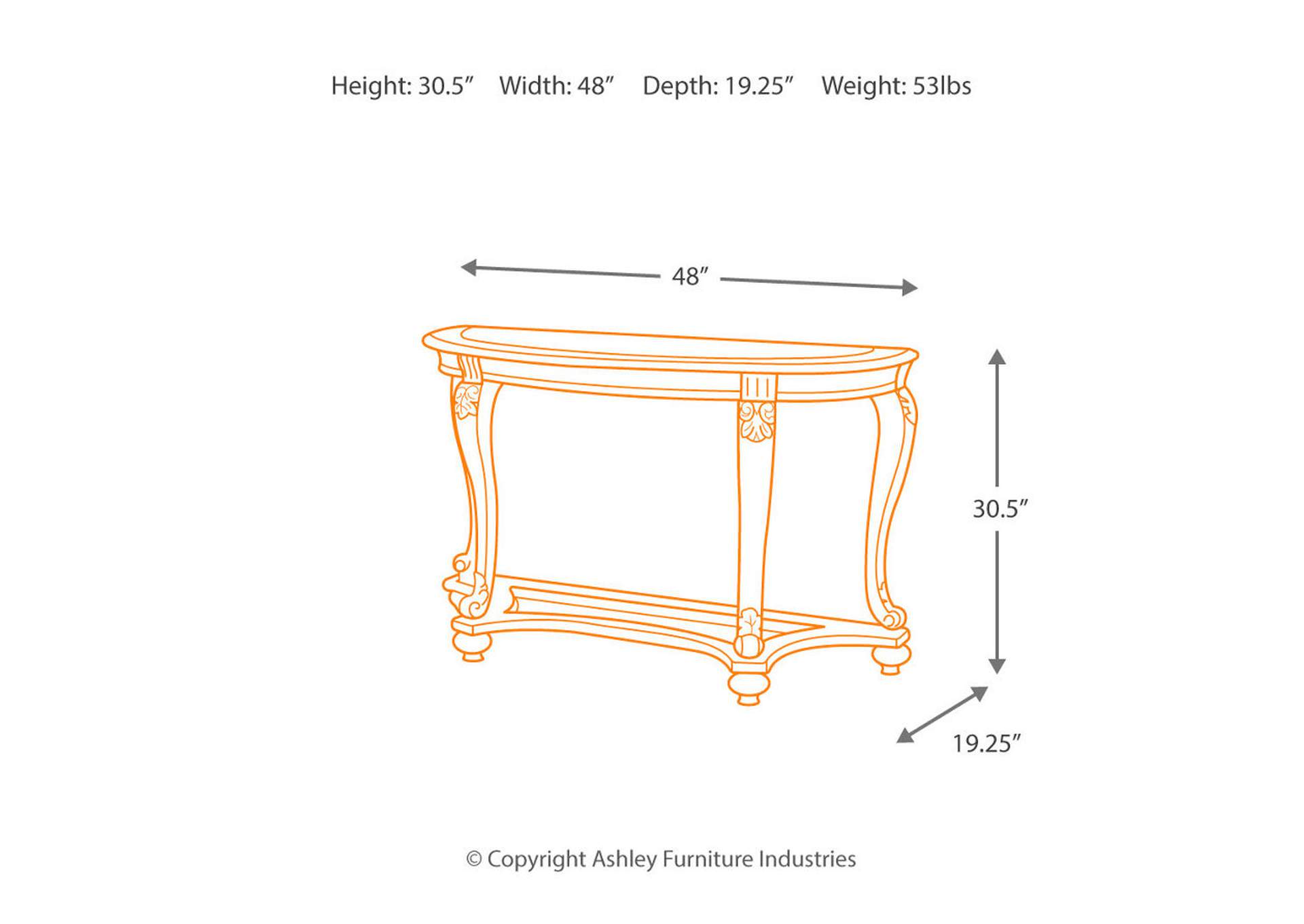 Norcastle Sofa/Console Table,Signature Design By Ashley