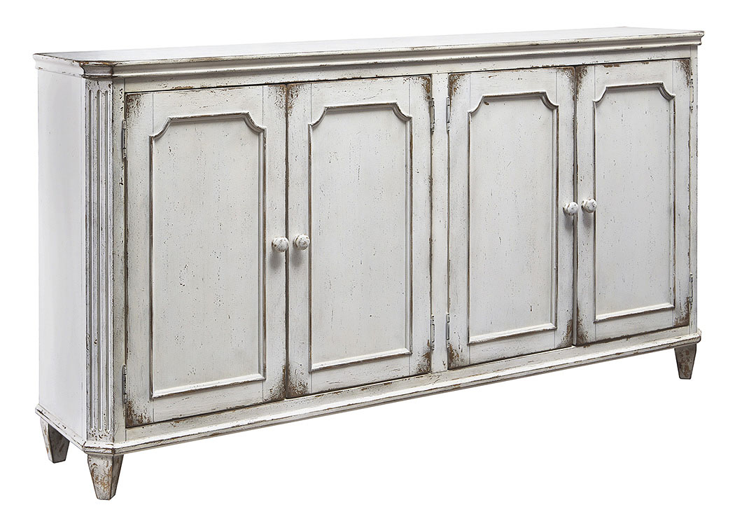 Mirimyn Antique White 4 Door Accent Cabinet,ABF Signature Design by Ashley