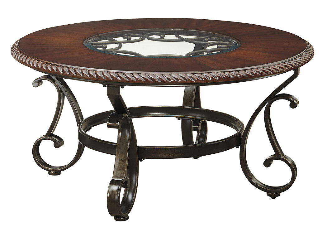 Gambrey Reddish Brown Round Cocktail Table,ABF Signature Design by Ashley