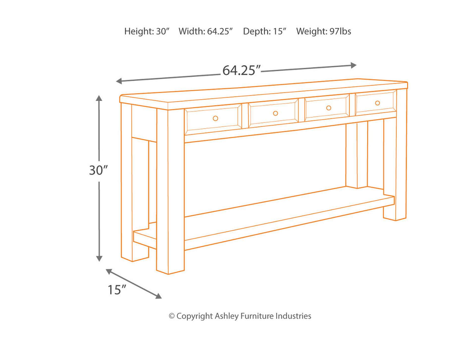 Gavelston Sofa/Console Table,Signature Design By Ashley