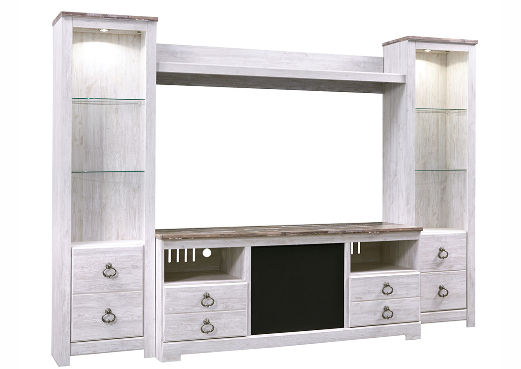 Willowton Whitewash Entertainment Center w/Large Integrated Audio,ABF Signature Design by Ashley