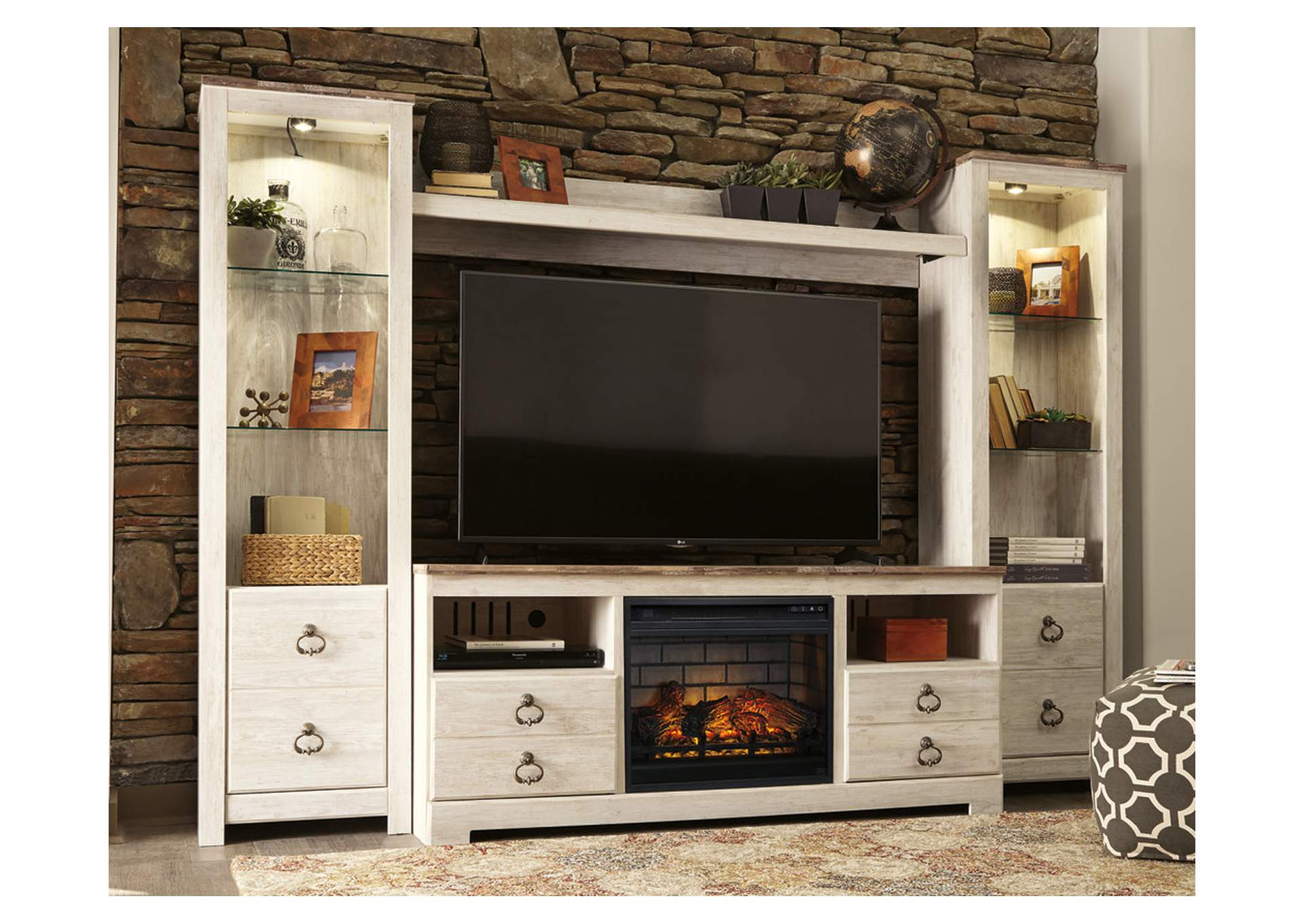 Willowton 4-Piece Entertainment Center with Electric Fireplace,Signature Design By Ashley