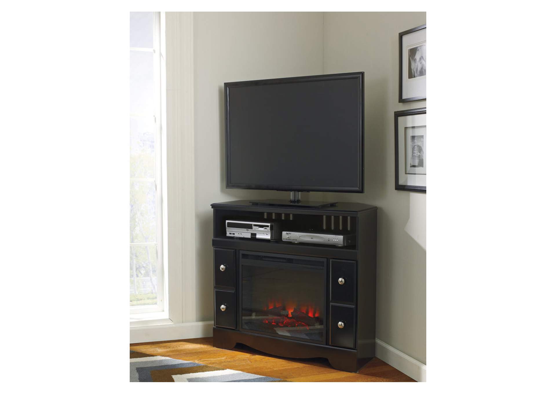 Shay Corner TV Stand w/ LED Fireplace,ABF Signature Design by Ashley