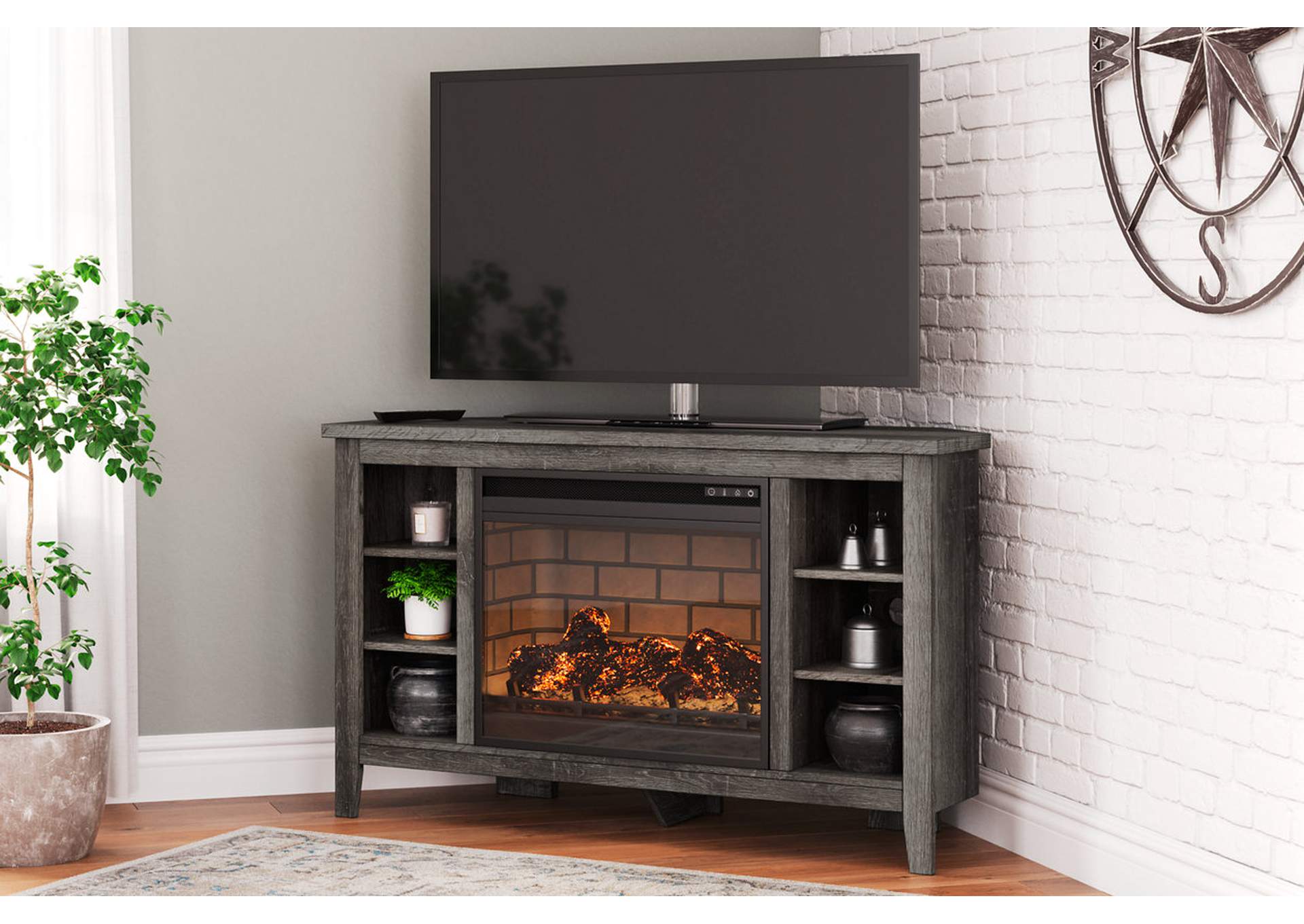 Arlenbry Corner TV Stand with Electric Fireplace,Signature Design By Ashley