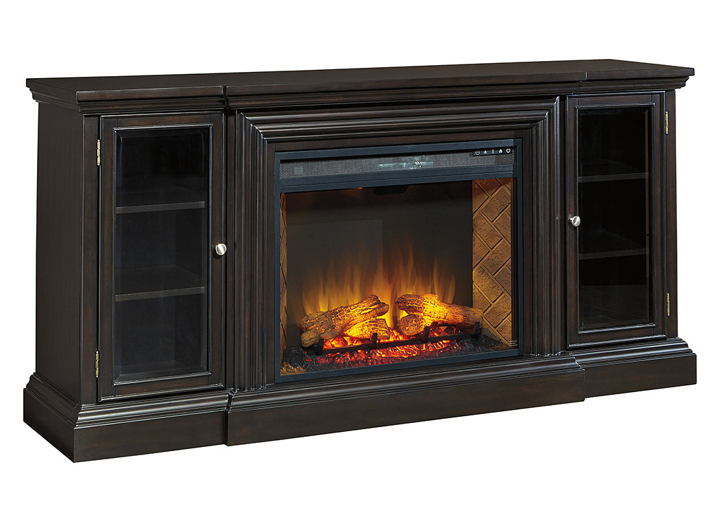 Carlyle Almost Black Extra Large TV Stand w/Fireplace Option,ABF Signature Design by Ashley