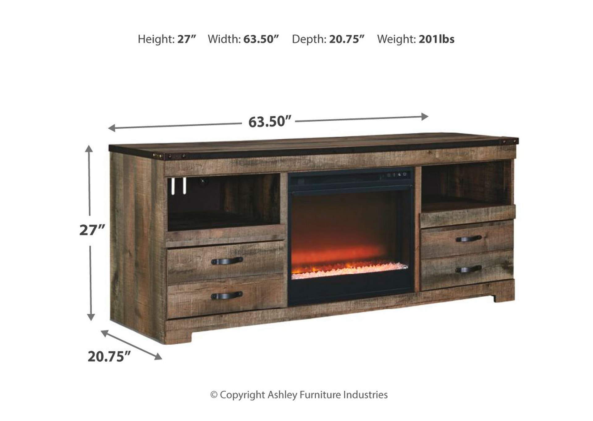 Trinell 63" TV Stand with Electric Fireplace,Signature Design By Ashley