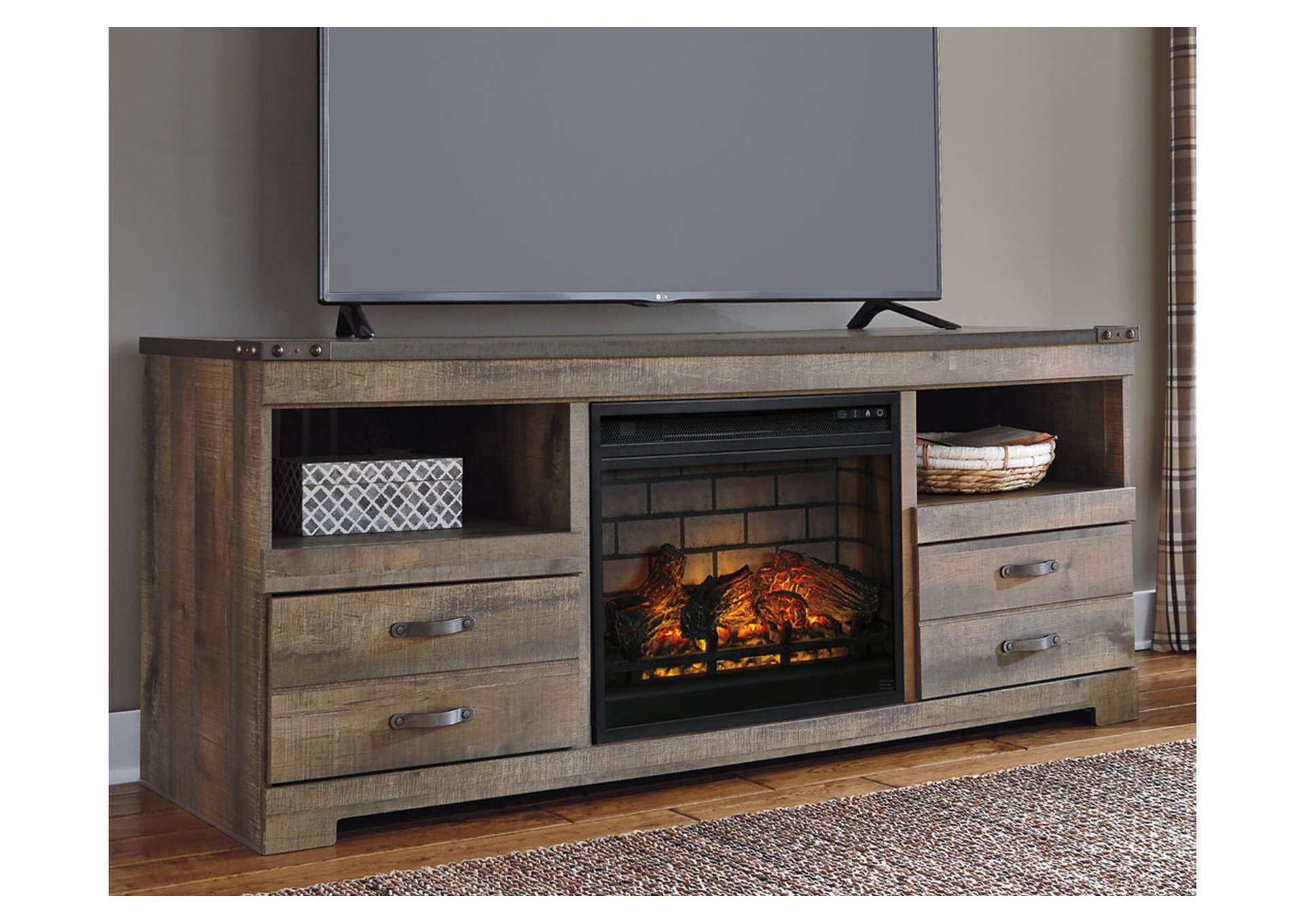 Trinell 63" TV Stand with Electric Fireplace,Signature Design By Ashley
