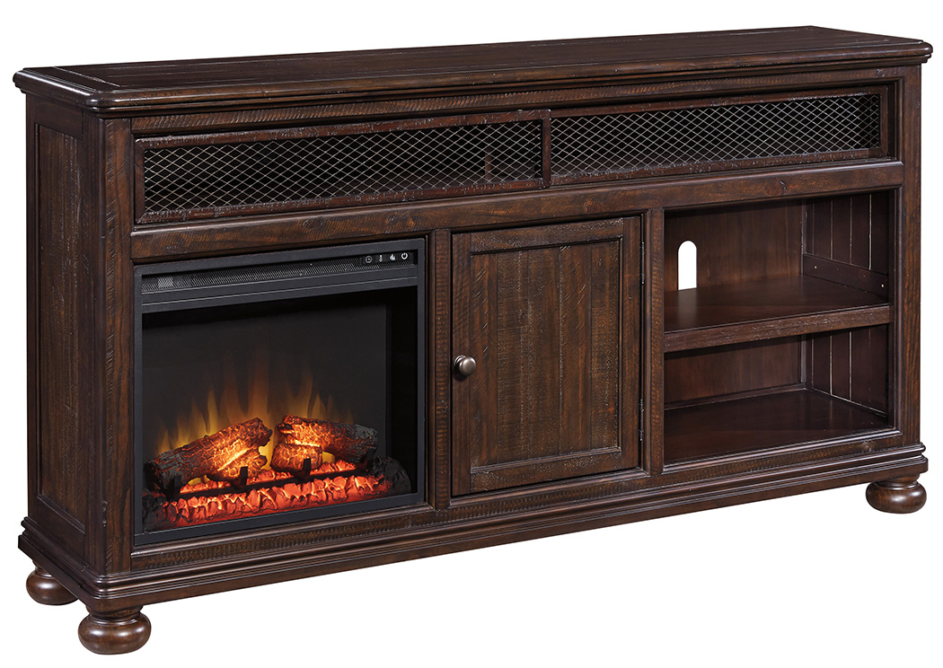 Gerlane Dark Brown Extra Large TV Stand w/Fireplace,ABF Signature Design by Ashley