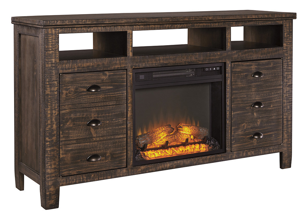 Trudell Dark Brown Extra Large TV Stand w/Fireplace,ABF Signature Design by Ashley