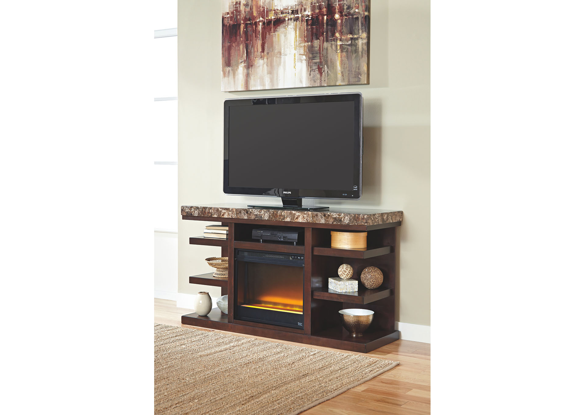 Kraleene Large TV Stand w/ LED Fireplace Insert,ABF Signature Design by Ashley