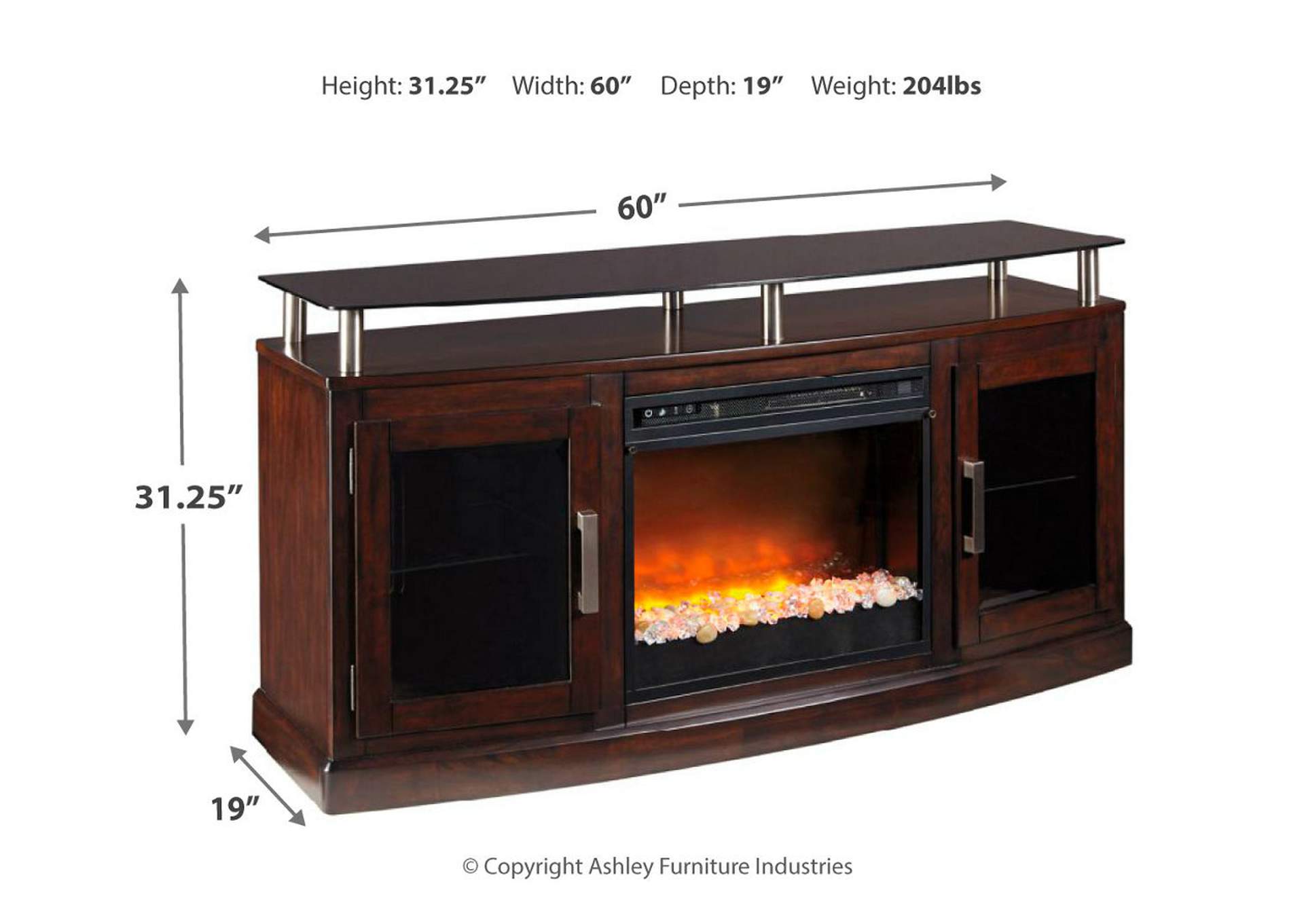 Chanceen 60" TV Stand with Electric Fireplace,Signature Design By Ashley