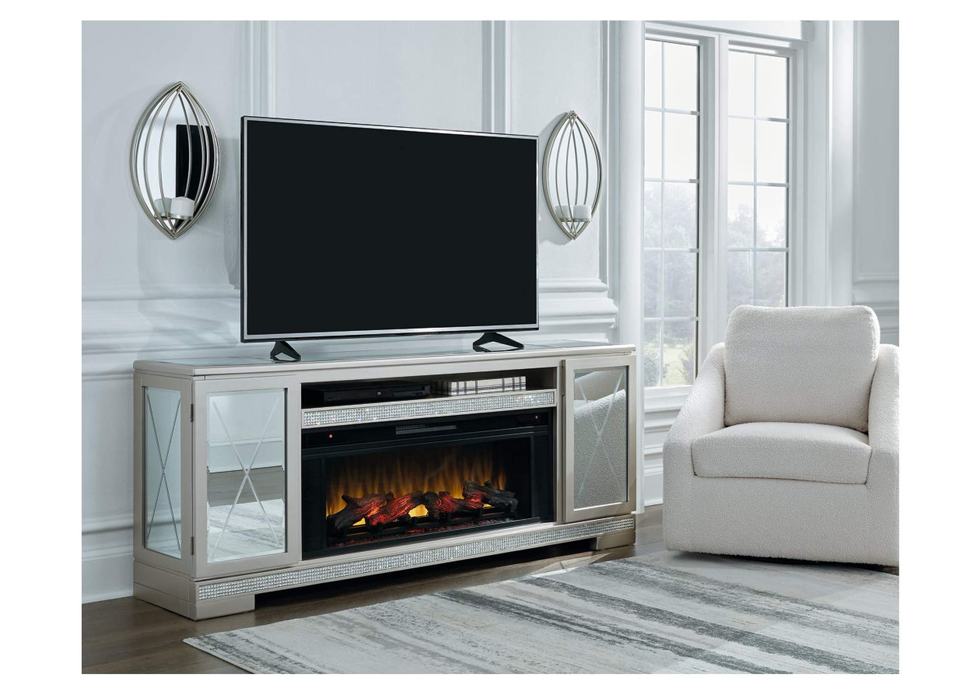 Flamory 72" TV Stand with Electric Fireplace,Signature Design By Ashley