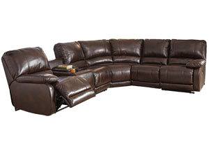 Image for Hallettsville Saddle Left Facing Double Power Reclining Loveseat Sectional w/Storage Console