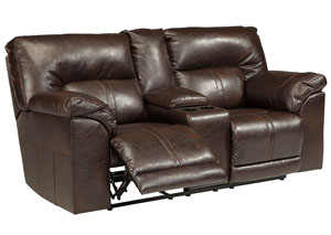 Image for Barrettsville DuraBlend® Chocolate Double Reclining Loveseat w/Console