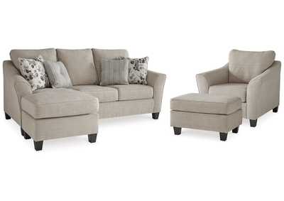 Abney Sofa Chaise, Chair, and Ottoman