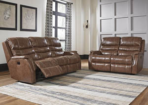 Image for Metcalf Nutmeg Power Reclining Sofa and Loveseat w/ Adjustable Headrest