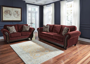 Image for Chesterbrook Burgundy Sofa and Loveseat