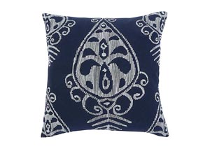 Image for Embroidered Navy Pillow Cover