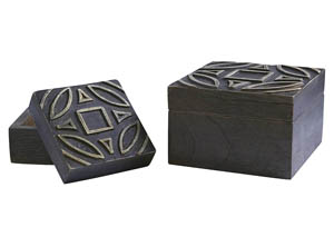 Image for Marquise Antique Black Box (Set of 2)