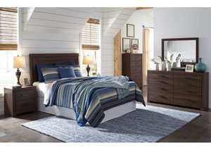 Image for Arkaline Brown Queen/Full Panel Headboard w/Dresser & Mirror