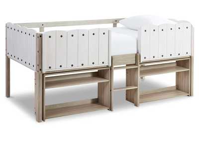 Wrenalyn Twin Loft Bed with Under Bed Bookcase Storage